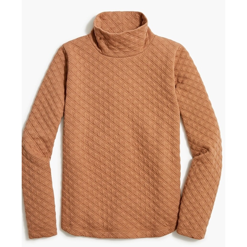 J.Crew Factory Quilted Mockneck Pullover Womens 2X Pale Mocha Brown Cozy Boxy